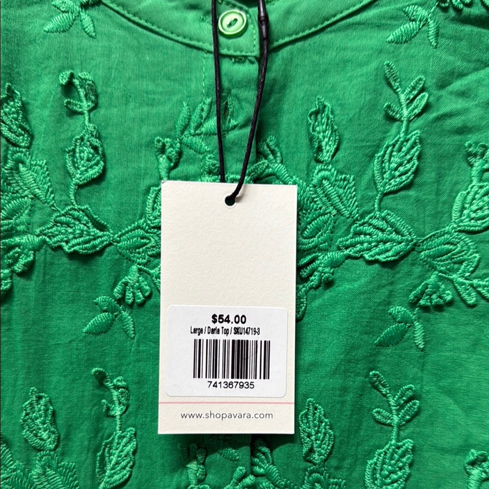 AVARA Green Embroidered Women's Blouse - Picture 2 of 2